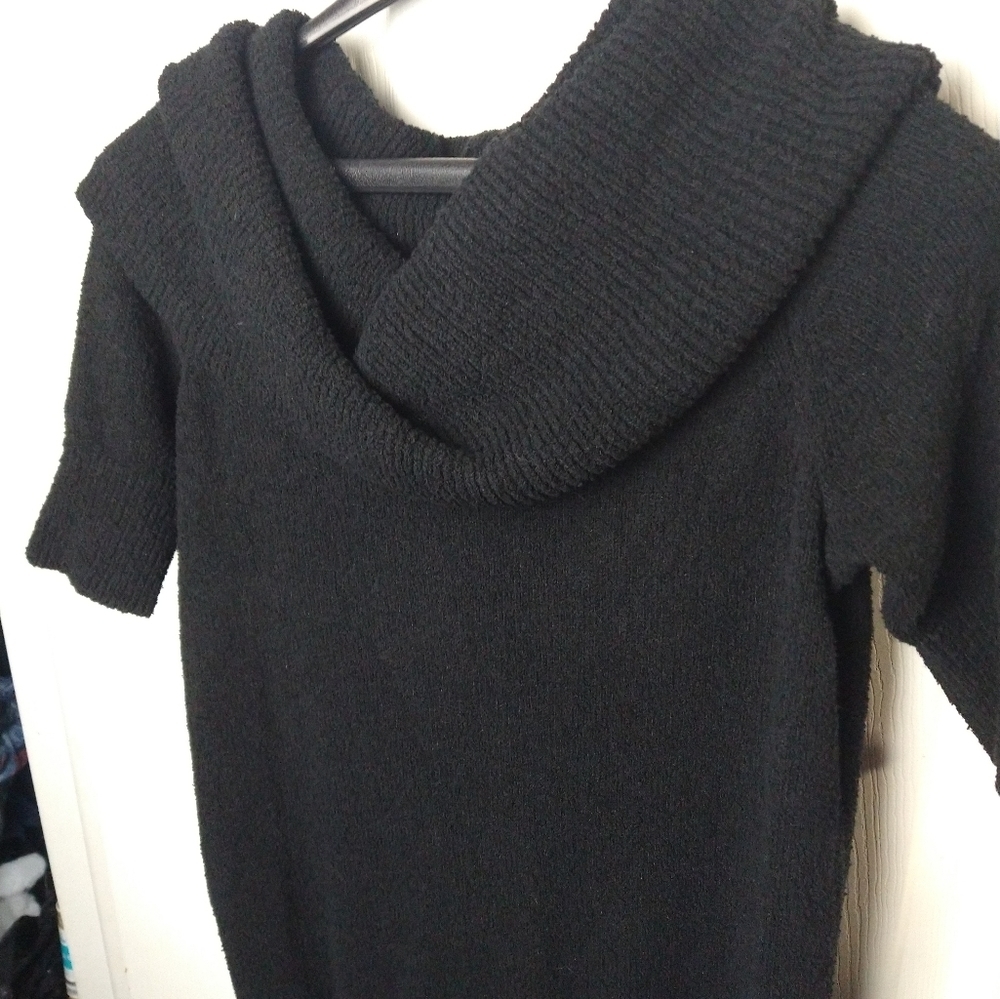 LOFT  petites black cowl neck knitted short sleeve sweater. size SP - Picture 6 of 9